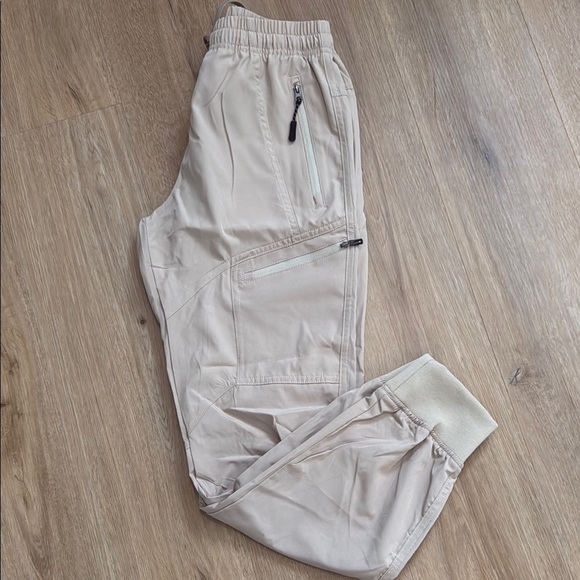 NEW Cream and Tan lightweight Cargo Joggers with Elastic Waistband - Picture 1 of 5